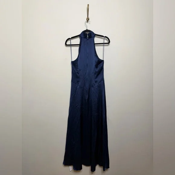 Reformation Katelyn Silk Dress in Navy - Picture 7 of 10